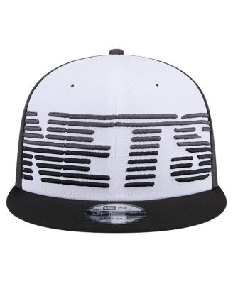 Men's White/Black Brooklyn Nets Throwback Gradient Tech Font 9FIFTY Snapback Hat