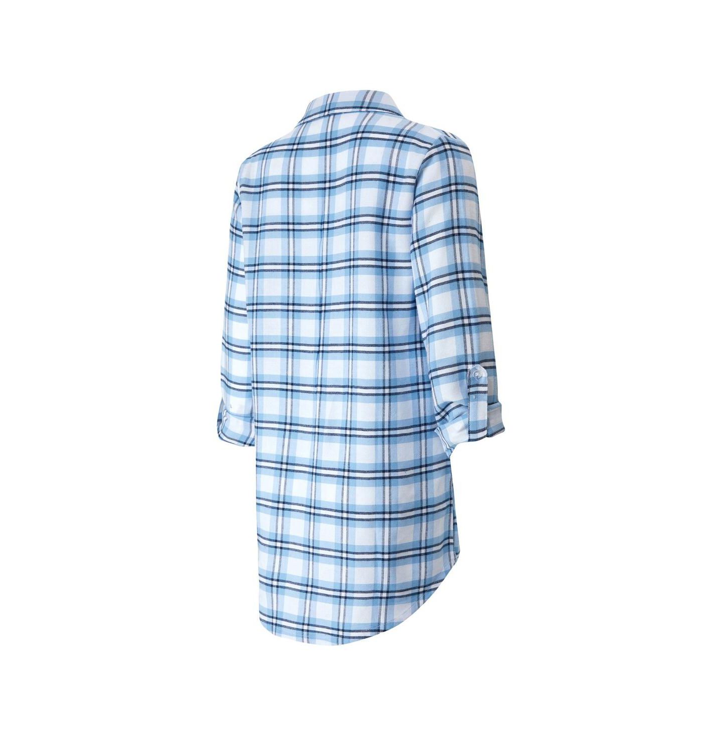 Concepts Sport Women's Powder Blue Los Angeles Chargers Sienna Plaid Full-Button Long Sleeve Nightshirt — фото 3