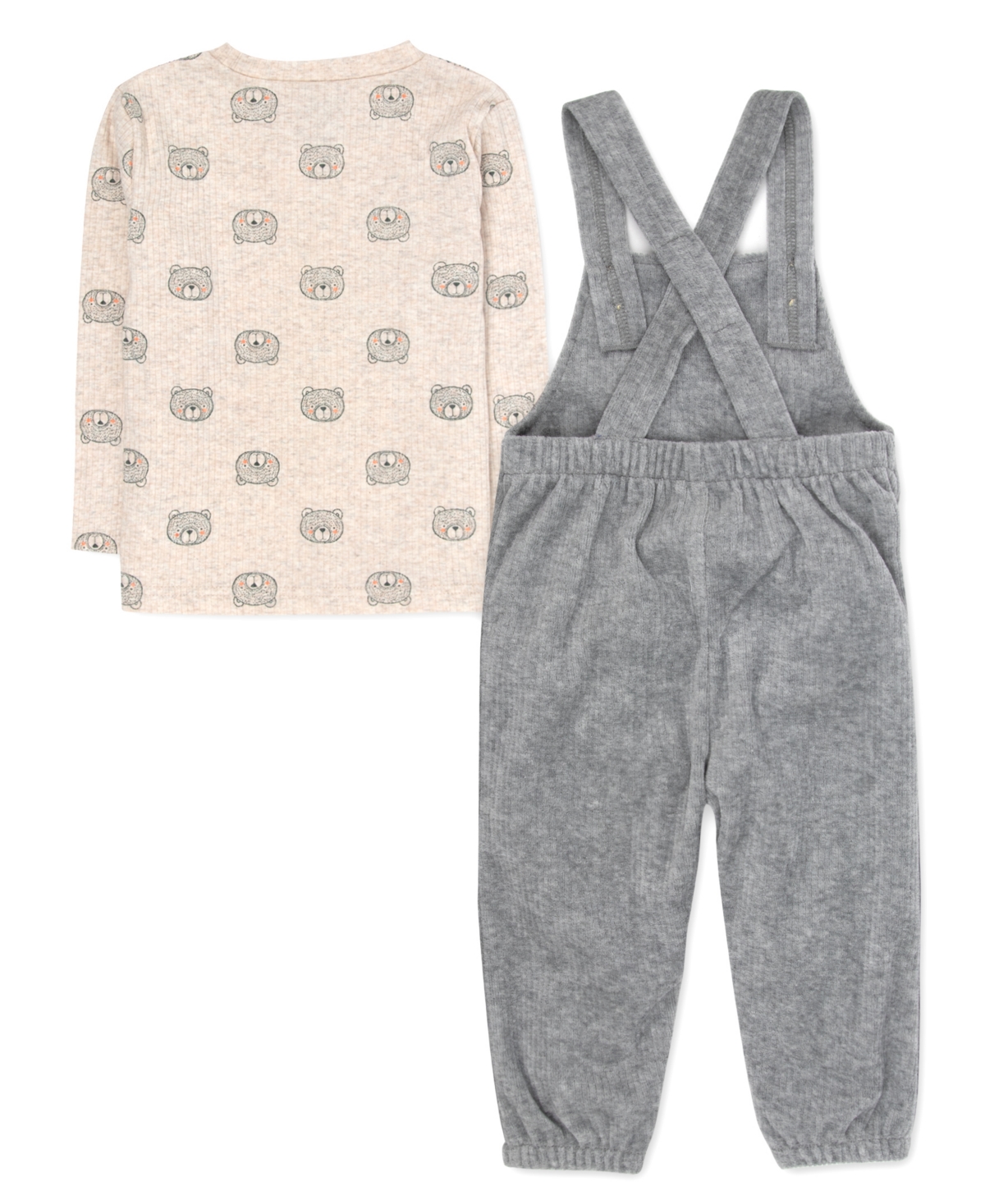 Baby Essentials Baby Boy Bear Overall and Long Sleeve T-shirt, 2-Piece Set