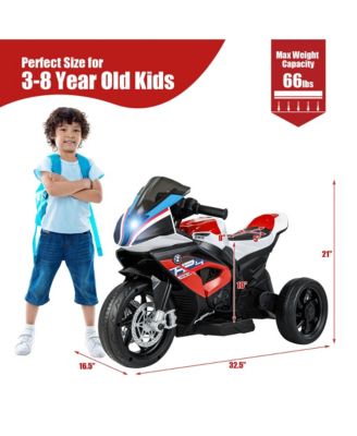 12V Kids Ride on Motorcycle Licensed BMW 3 Wheels Electric Toy w/ Light & Music Red