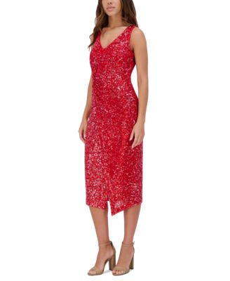 knee length dresses for ladies Dollytang Maureen Spaghetti Sequin Midi Dress – dollytang main image 0