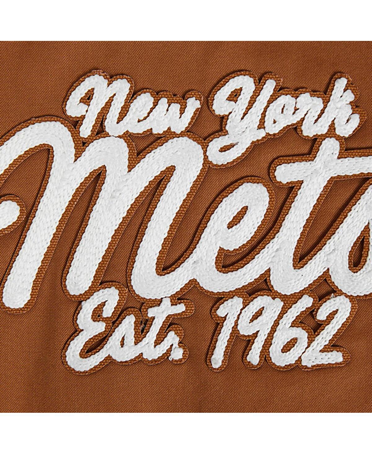 Pro Standard Men's Brown New York Mets Paint The City Twill Full-zip Jacket In Brown