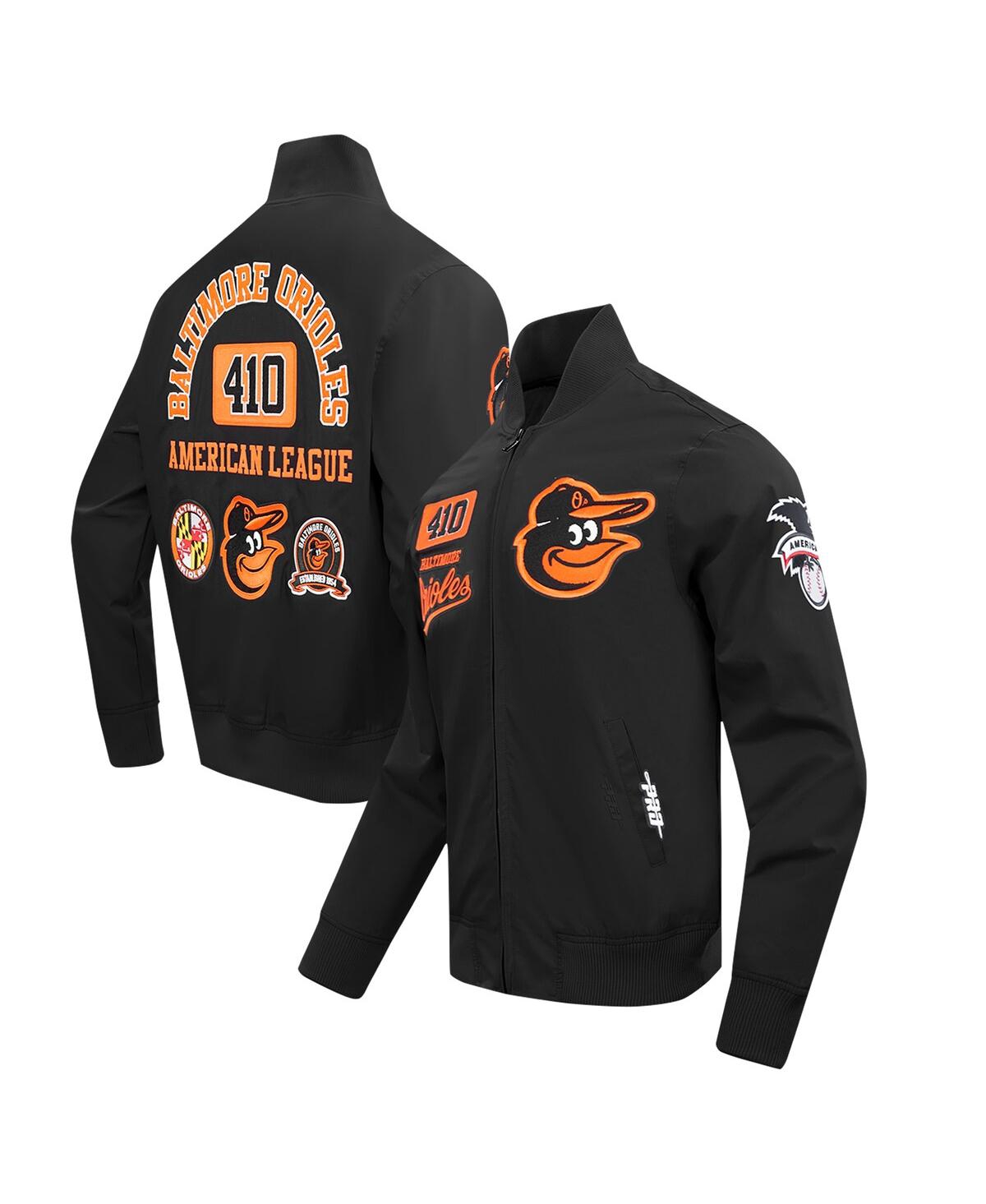 PRO STANDARD MEN'S BLACK BALTIMORE ORIOLES AREA CODE TWILL FULL-ZIP JACKET 