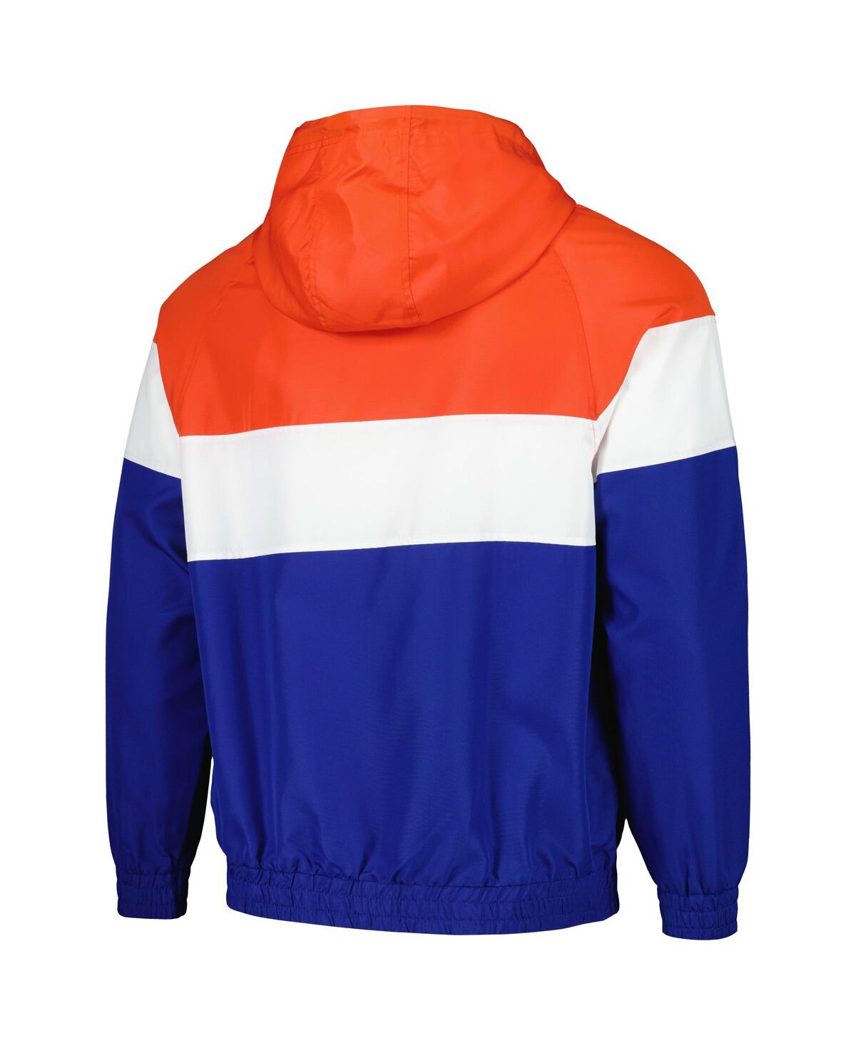 NEW ERA MEN'S ORANGE NEW YORK METS RIPSTOP RAGLAN QUARTER-ZIP HOODIE WINDBREAKER JACKET 