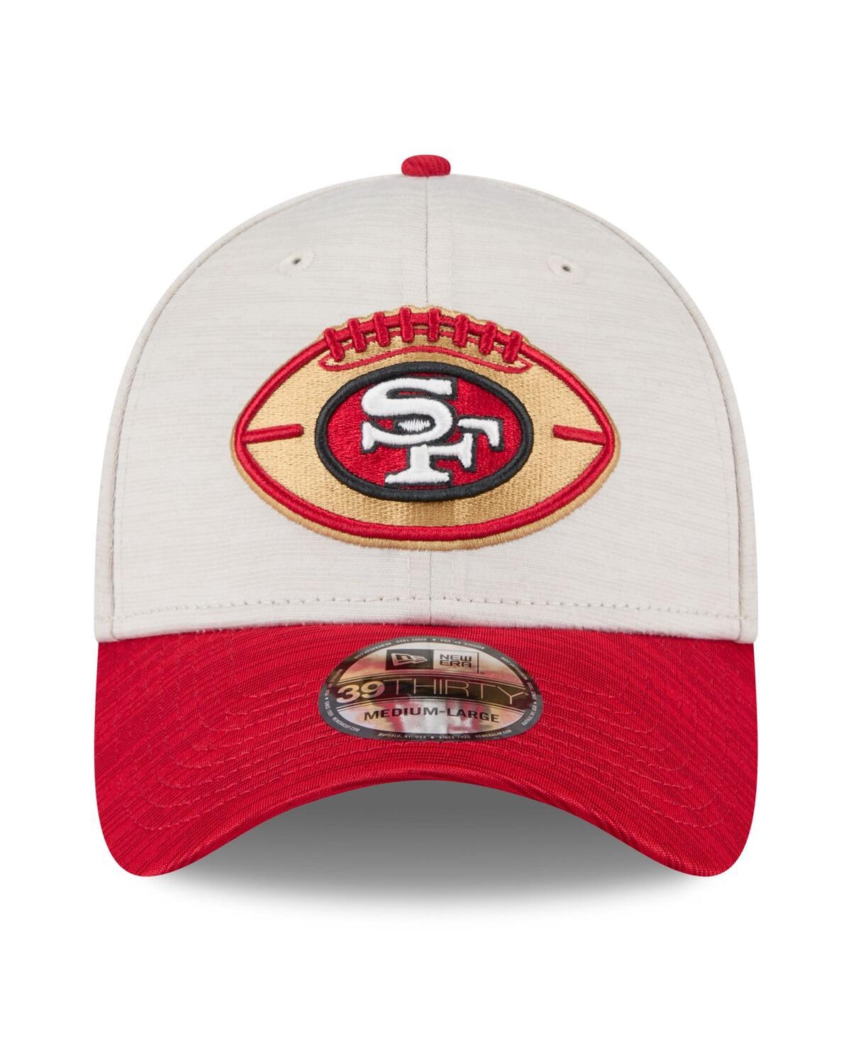 New Era Men'sScarlet San Francisco 49ers 2024 Sideline Historic 39THIRTY Flex Hat - Stone, Scarlet