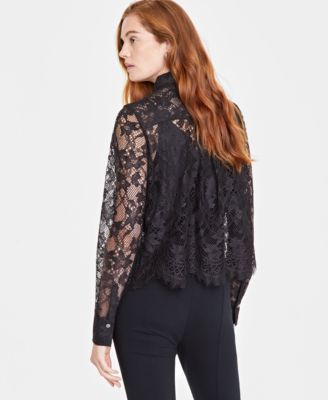 Women's Lace Button-Front Long-Sleeve Shirt, Created for Macy's
