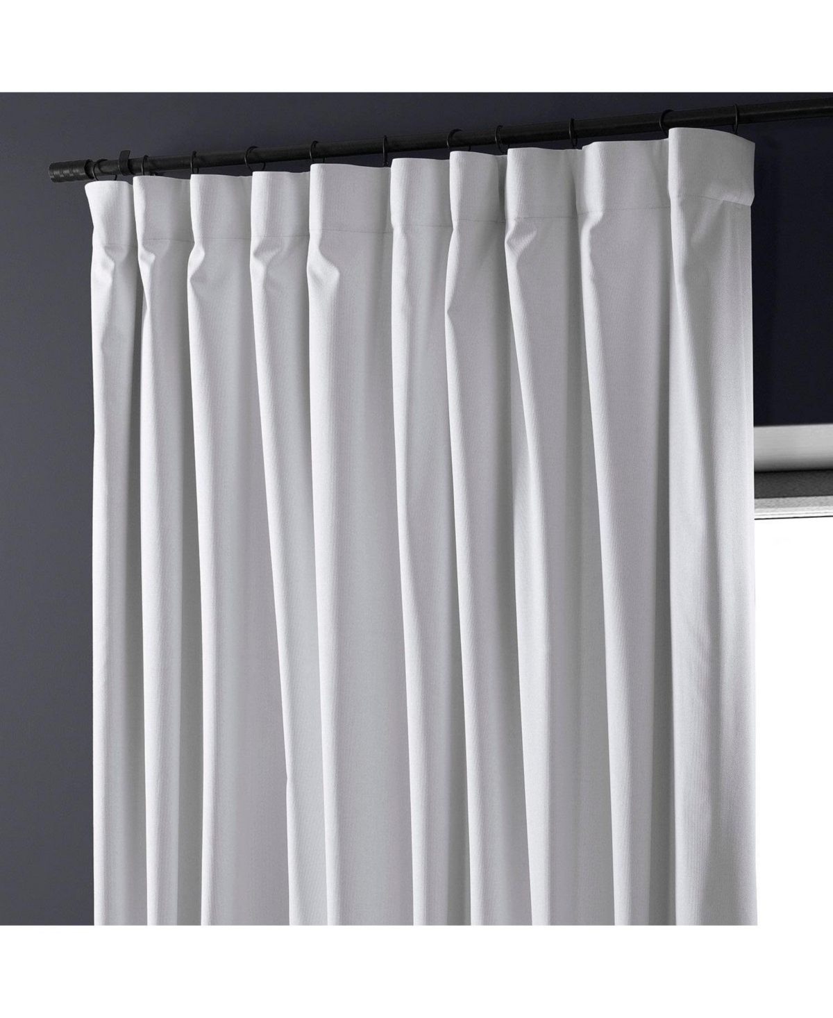Half Price Drapes White Extra Wide Performance Linen Hotel Blackout Curtain In White