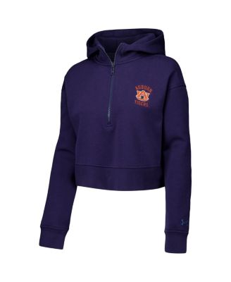 Women's Navy Auburn Tigers Inline Modest Cropped Half-Zip Hoodie
