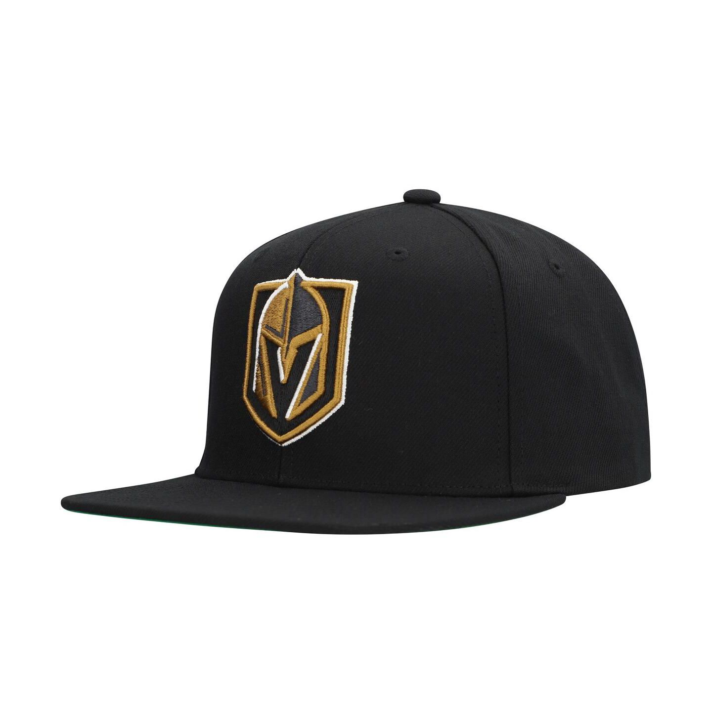 Мужские головные уборы Mitchell & Ness Black Vegas Golden Knights Core Top Spot Snapback Hat — фото 3