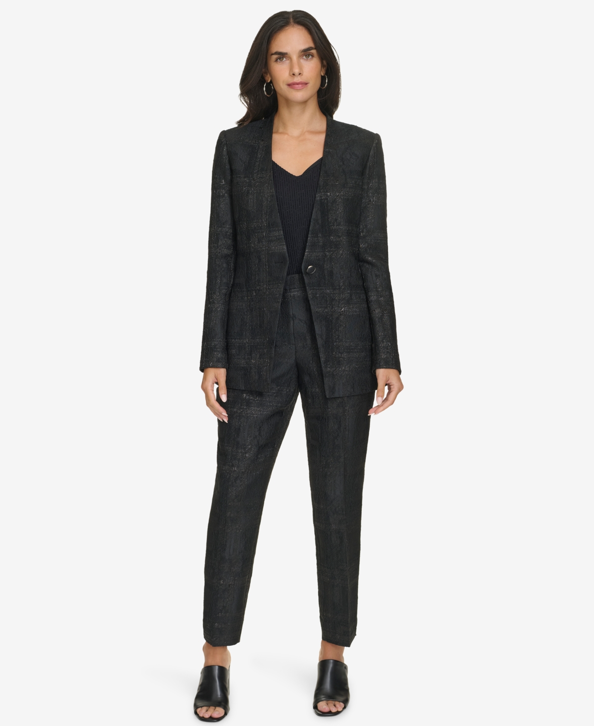 Calvin Klein Women's Metallic Jacquard Ankle Pants