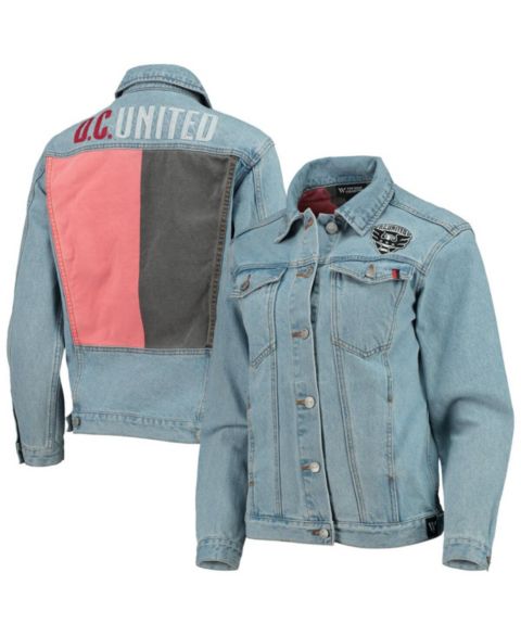 Женские куртки The Wild Collective Women's Blue D.C. United Print Denim Button-Up Jacket