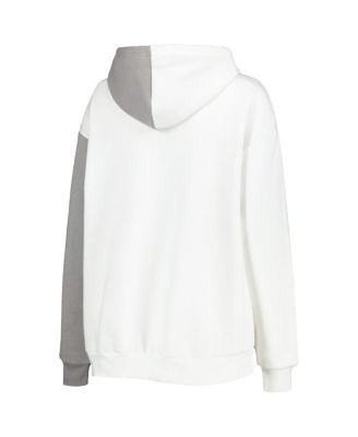 Women's Gray/White Iowa State Cyclones Split Pullover Hoodie