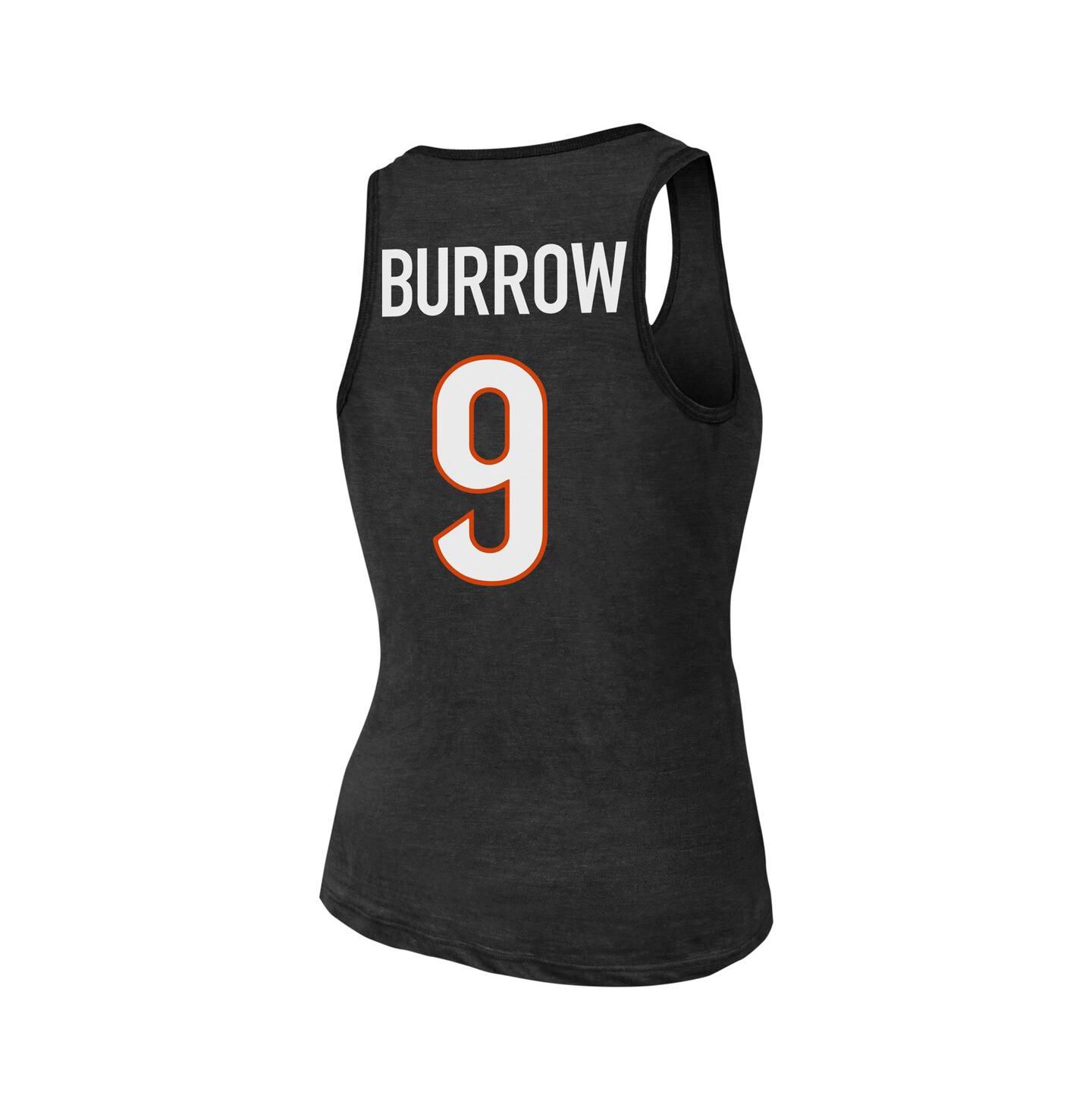 Женский топ Majestic Joe Burrow Black Cincinnati Bengals Name & Number Tri-Blend — фото 3