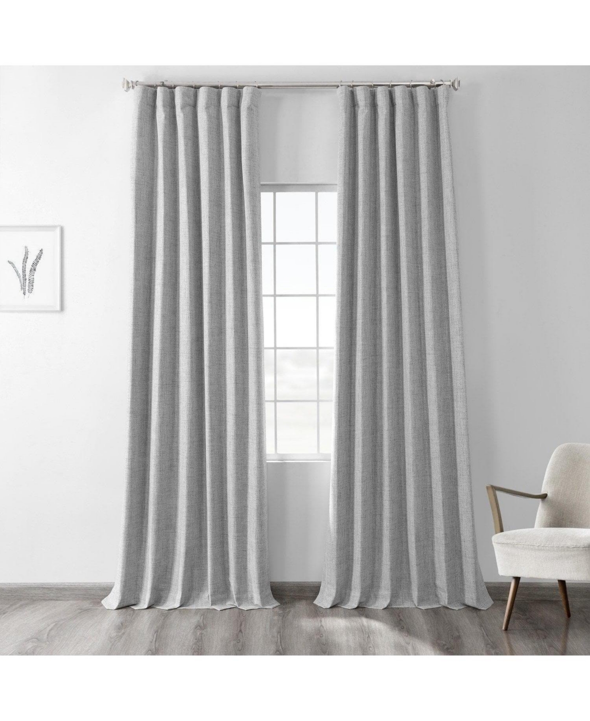Half Price Drapes Millennial Grey Thermal Cross Linen Weave Blackout Curtain In Grey