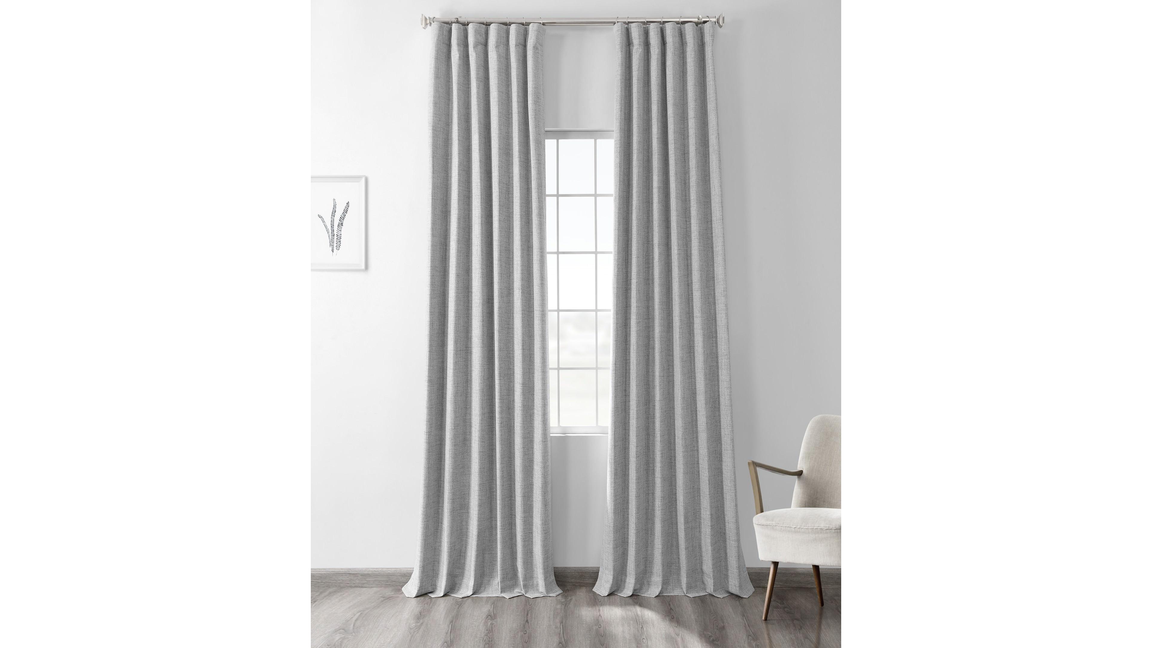 Half Price Drapes Millennial Grey Thermal Cross Linen Weave Blackout Curtain