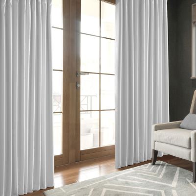 Mission White Faux Linen Hotel Blackout Curtain