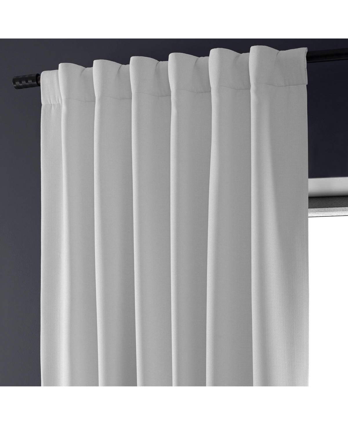 Half Price Drapes Mission White Faux Linen Hotel Blackout Curtain In White