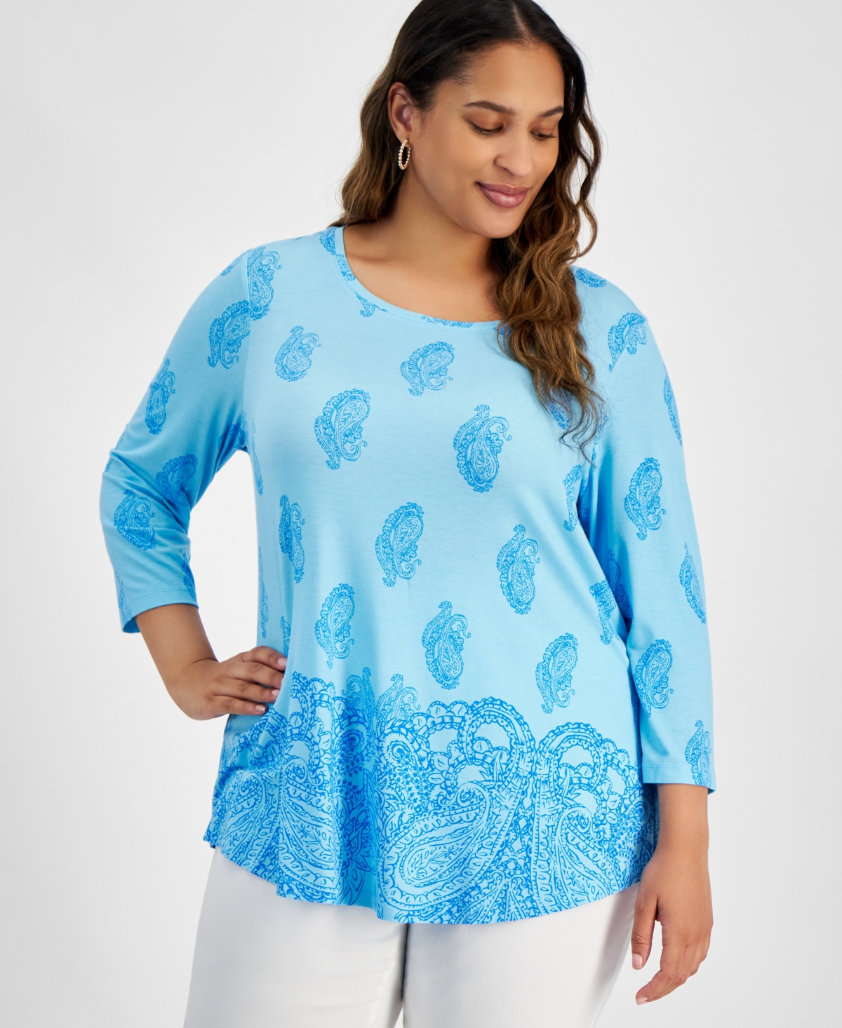 Jm Collection Plus Size Paisley-Print Top, Created for Macy's