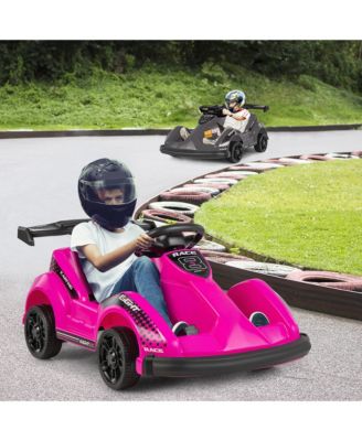 6V Battery Powered Go Kart Kids Ride On 4 Wheel Racer RC w/ Bumper & Music Pink