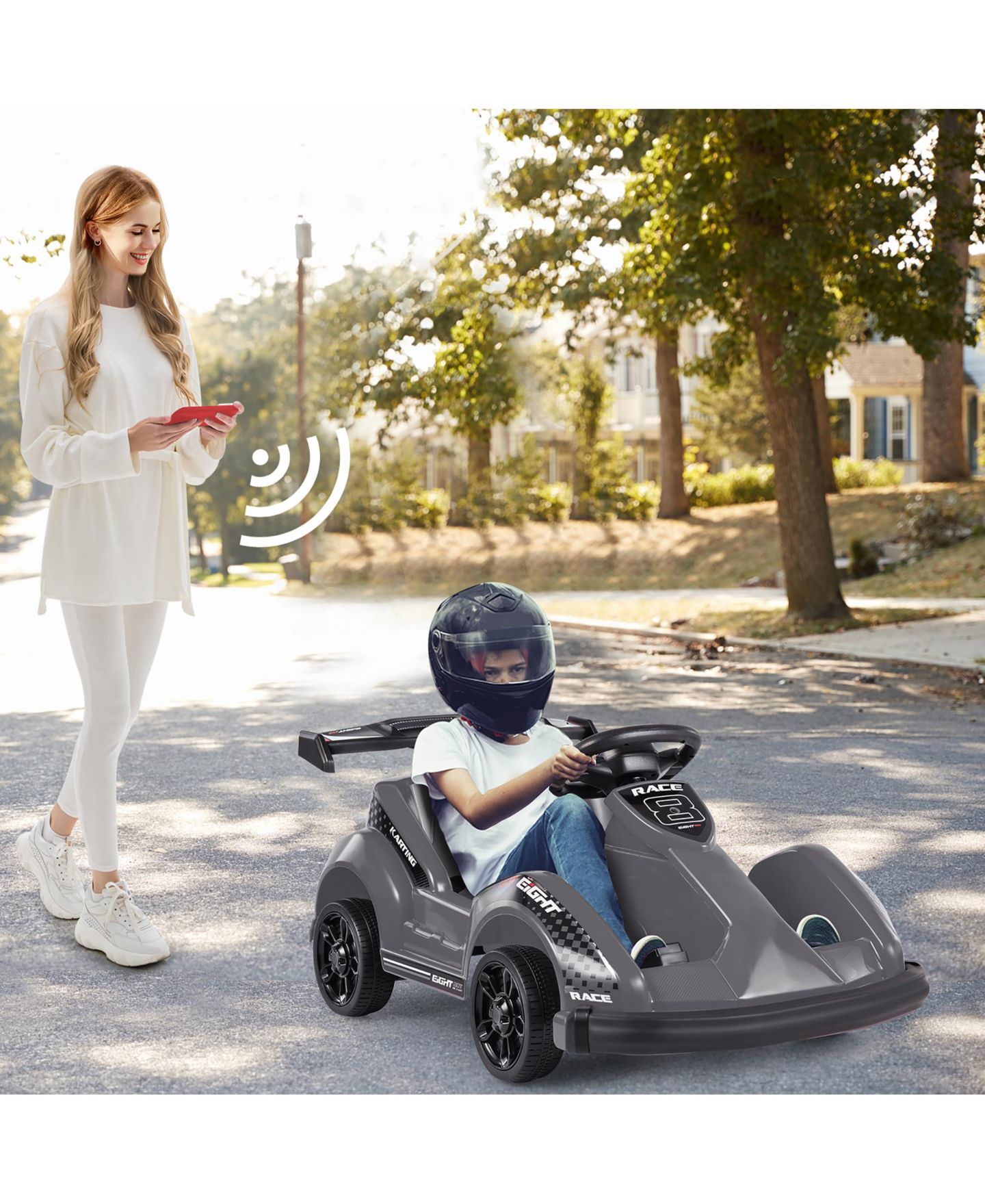 Детская игрушка Gymax 6V Battery Powered Go Kart Remote Control Ride-On, 66 lbs., Ages 3-10, цвет: Чёрный, вариант 1 — фото 6