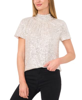 CeCe - Women's Sequined Bow-Back Top