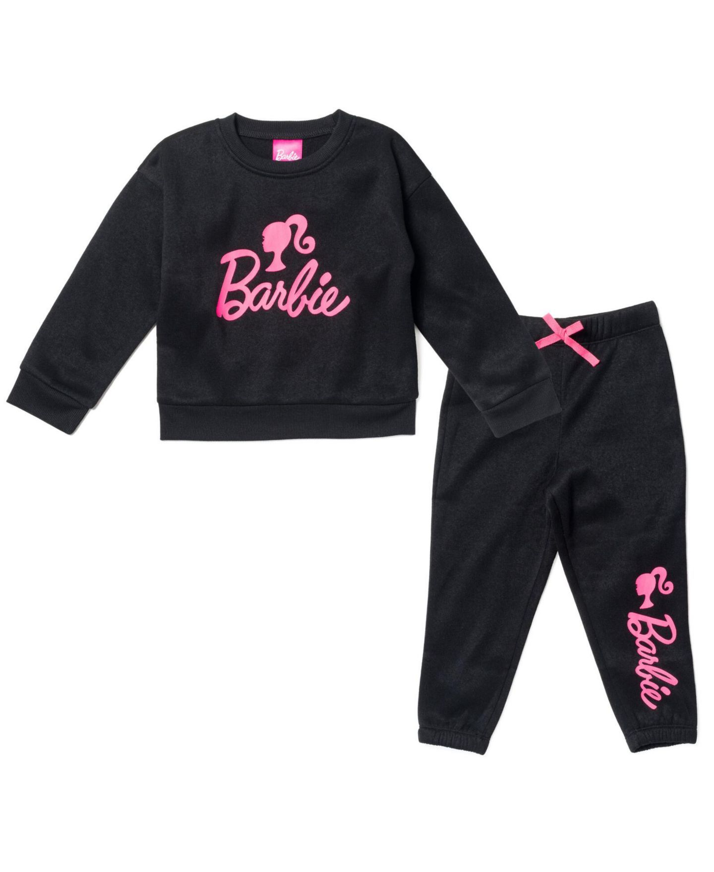 Детский комплект Barbie Little Girls French Terry Sweatshirt and Jogger Pants Set, цвет: Чёрный — фото 1