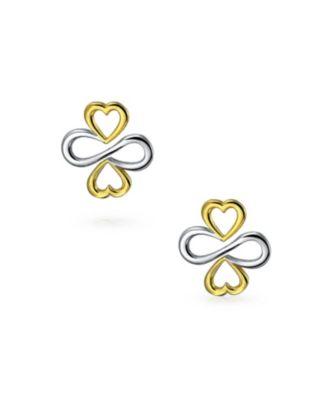 Ayllu Intertwine Symbol Heart Infinity Clover Stud Earrings Rose Gold Plated Sterling Silver