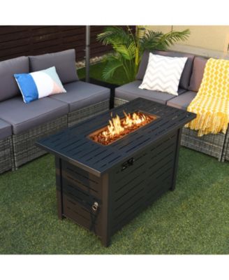 42 Inch 60 000 BTU Rectangular Propane Fire Pit Table with Waterproof Cover