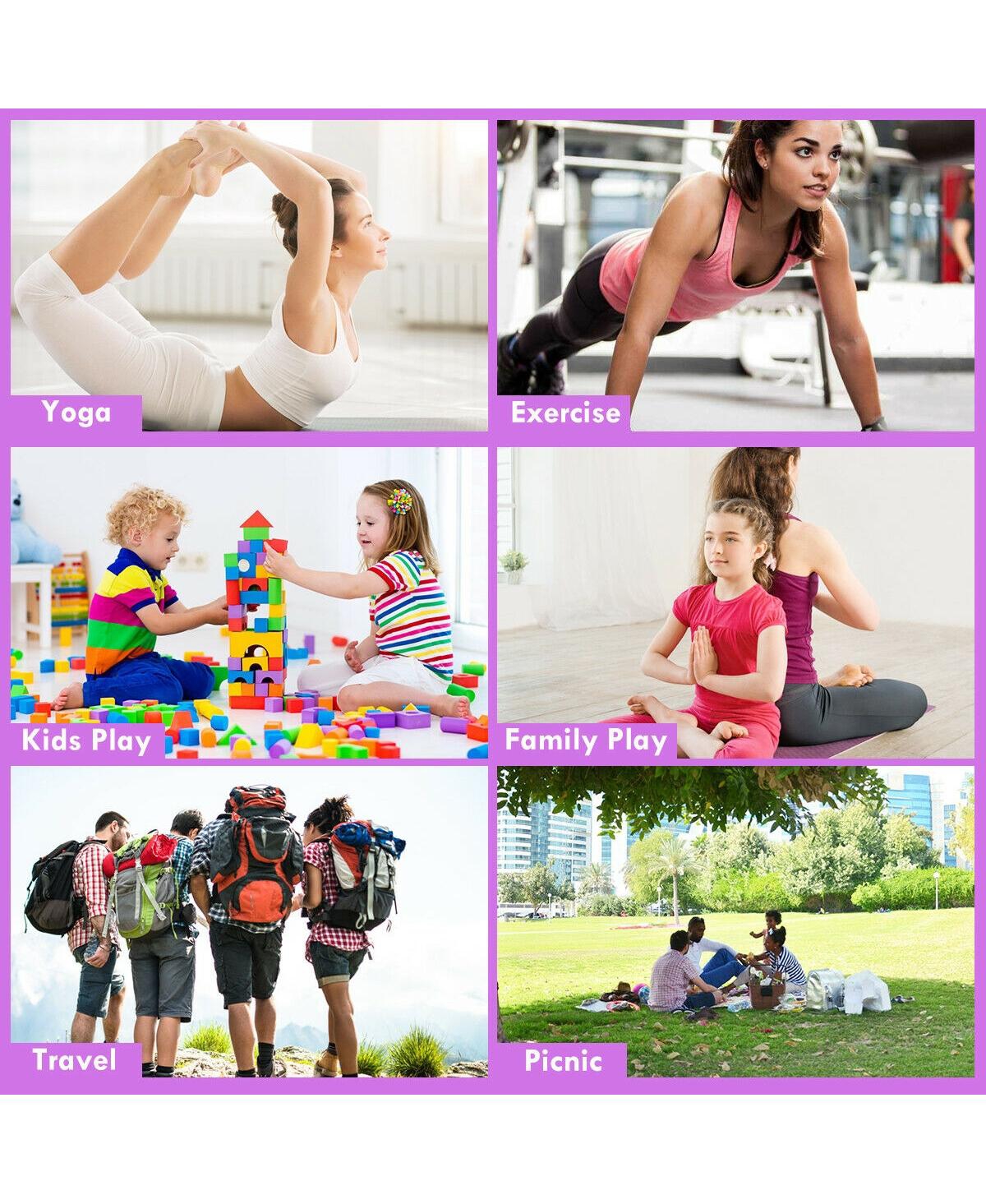 Skonyon 6 x 2 Feet Folding Gymnastic Mat with Carrying Handles for Yoga-Purple