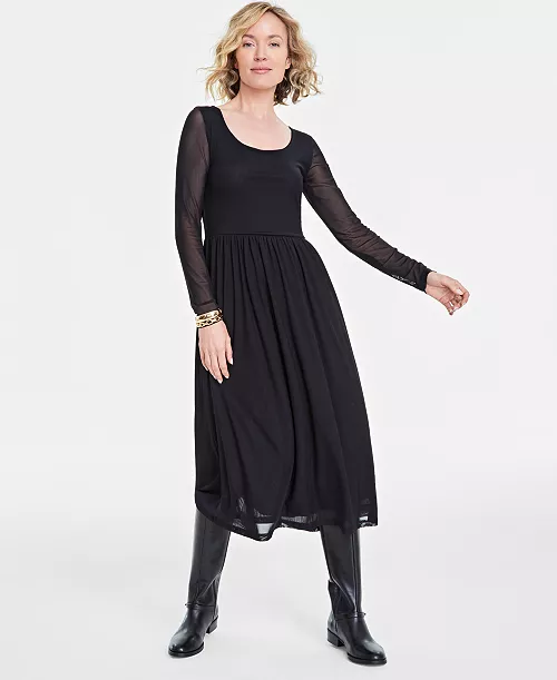 women's mesh midi dress, created for macy's