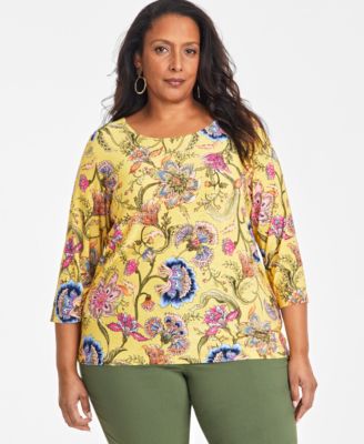 JM Collection - Plus Size Mirella Garden Jacquard T-Shirt