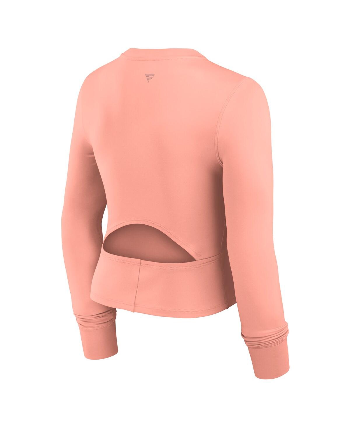 Fanatics Women's Coral Las Vegas Raiders Studio Fitted Long Sleeve Gym Top In Coral
