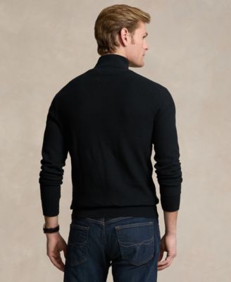 Men's Mesh-Knit Cotton Quarter-Zip Sweater