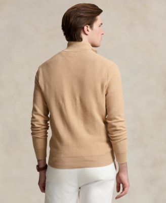 Men's Mesh-Knit Cotton Quarter-Zip Sweater