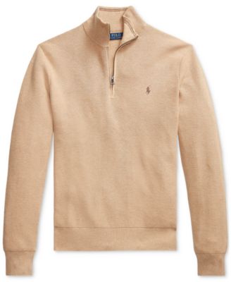 Men's Mesh-Knit Cotton Quarter-Zip Sweater