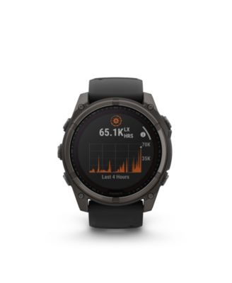 fenix 8 51mm, Saphire Solar, Outdoor & Fitness GPS Smartwatch, Carbon Gray Titanium Black, Black/Pebble Gray Band, NA