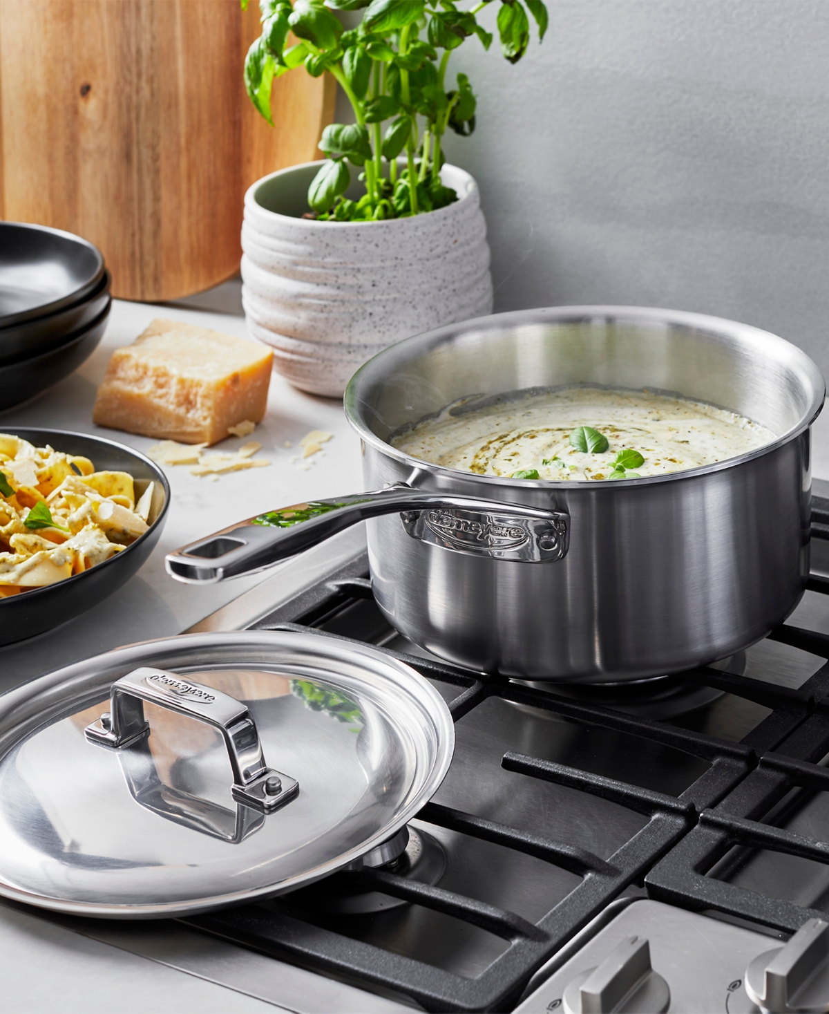 Demeyere Essential 5-ply 1.5qt Stainless Steel Saucepan With Lid In Silver