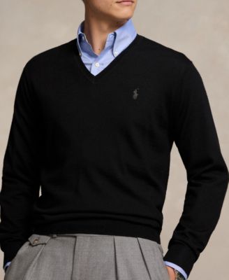 Men's Washable Wool V-Neck Sweater