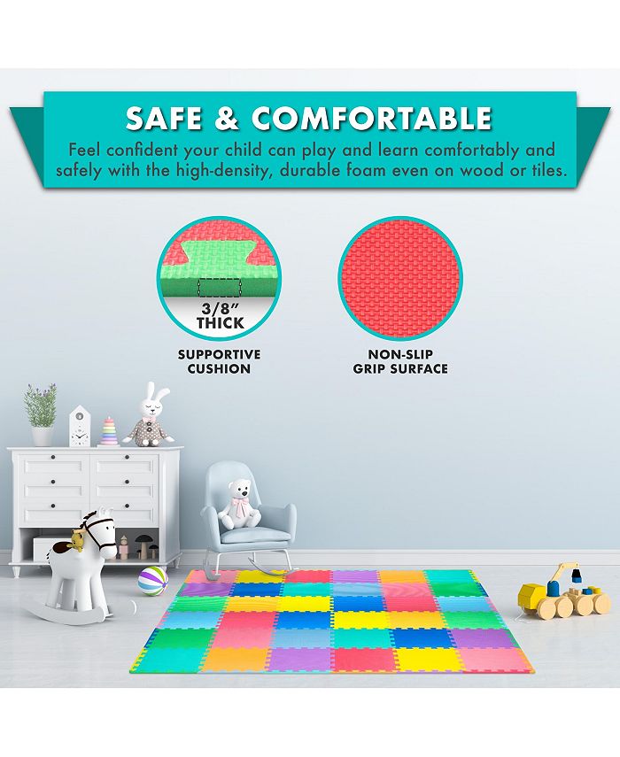ProsourceFit Kids Floor Play Mat 3/8-in, 16 Sq Ft - 16 Tiles - Multi - 16