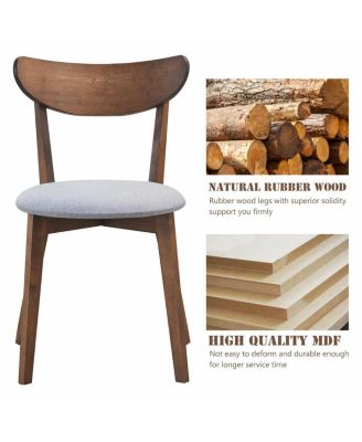 Set of 2 Dining Chairs Upholstered Curved Back Side