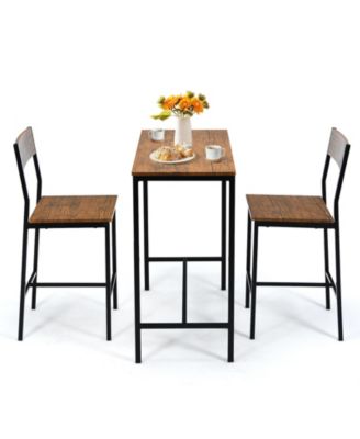 3 Pieces Bar Table Set with 2 Stools