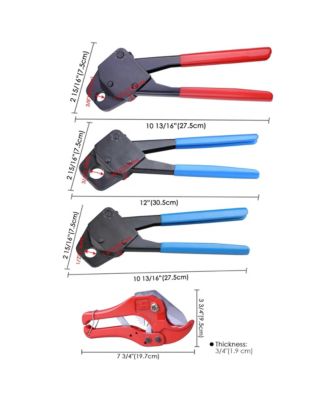 1/2" 3/4" 3/8" PEX Crimper Set Crimping Tool Kit with Go/no Go Gauge Pipe Cutter