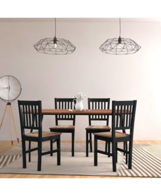 Set of 4 Dining Chair Spindle Back Wooden Legs