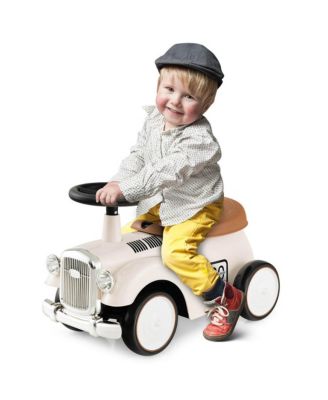 Retro Kids Ride-on Toy Kids Sit to Stand Vehicle with Working Steering Wheel White