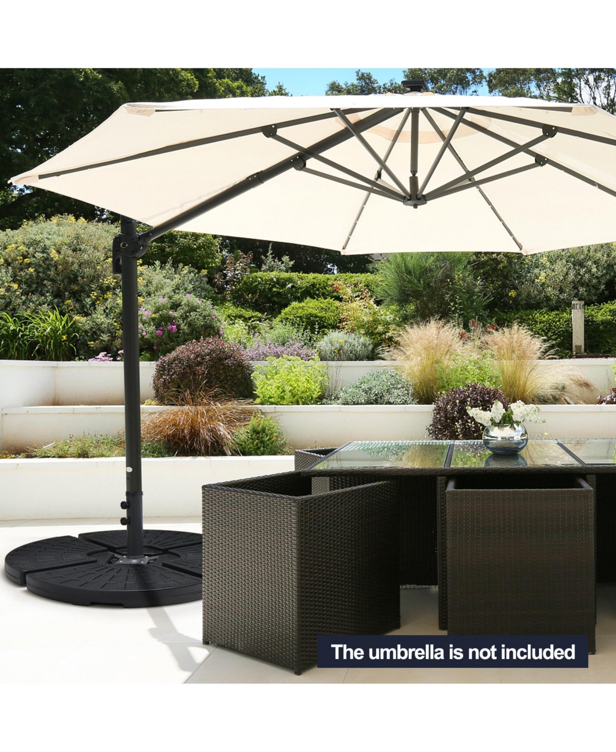 Sugift 4 Pieces Outdoor Cantilever Offset Patio Umbrella Base