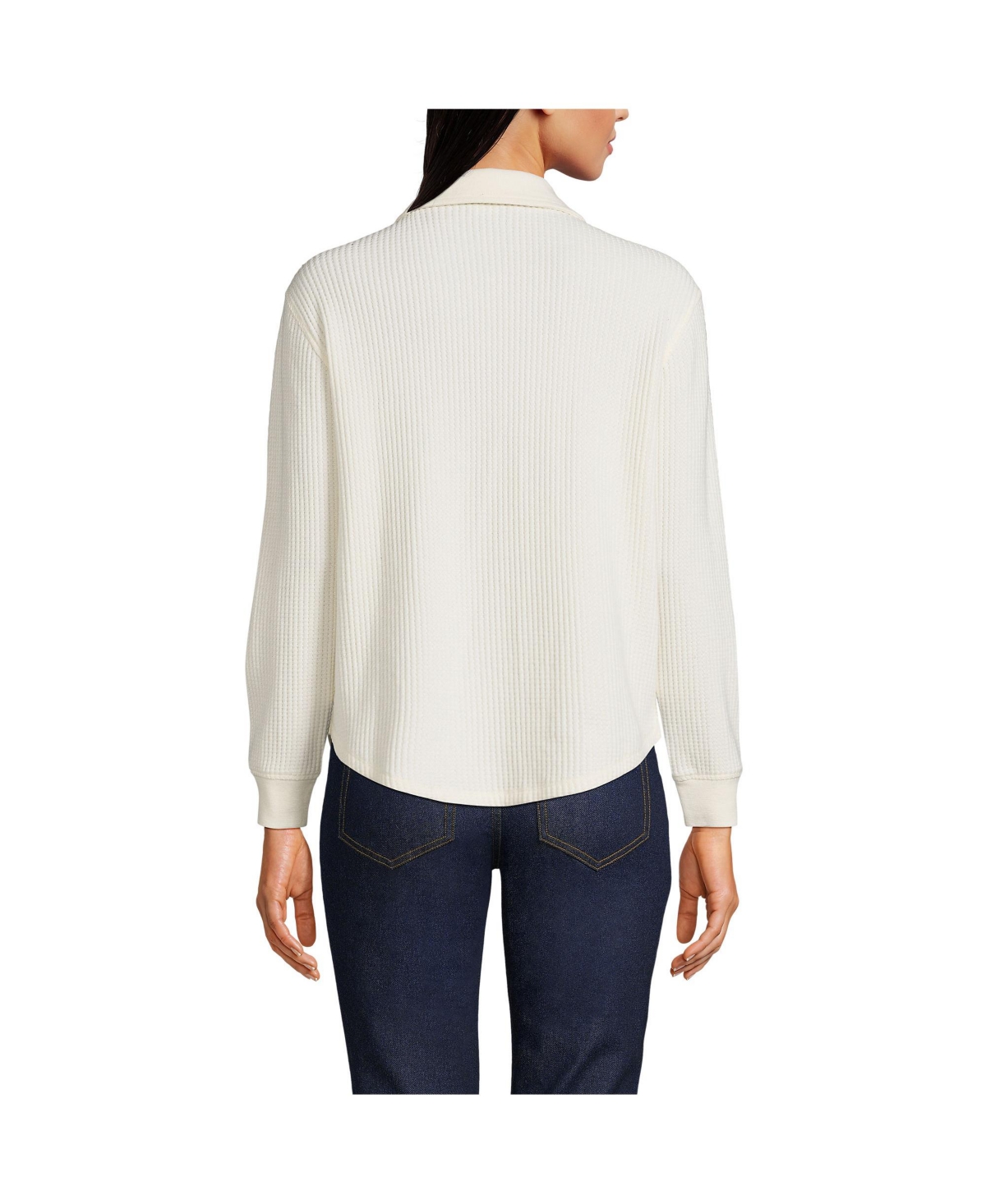 Lands' End Women's Waffle Relaxed Long Sleeve Shirt Jacket