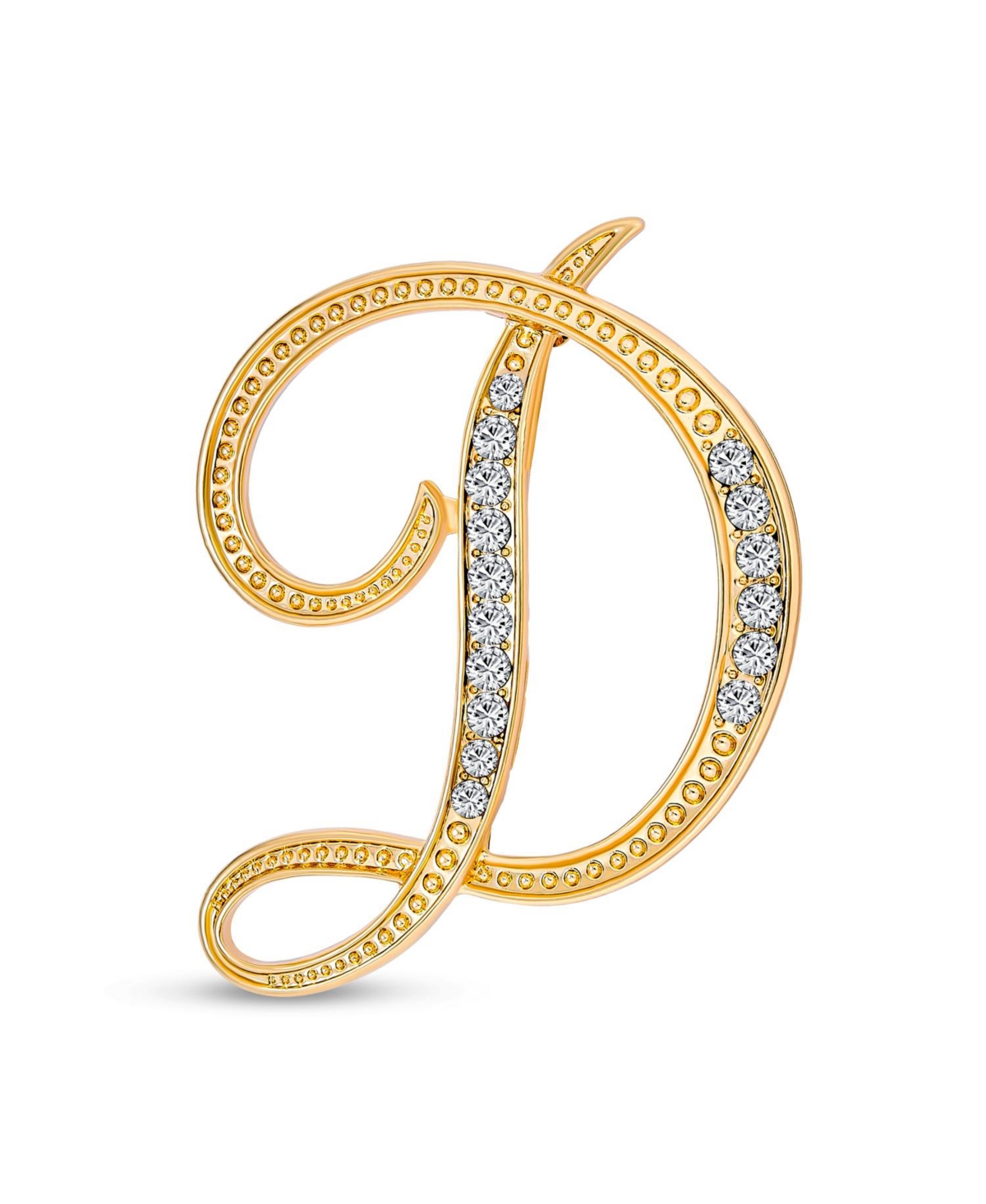 Large Statement Abc Pave Crystal Monogram Brooch Pin in Gold or Silver Plated - Gold h