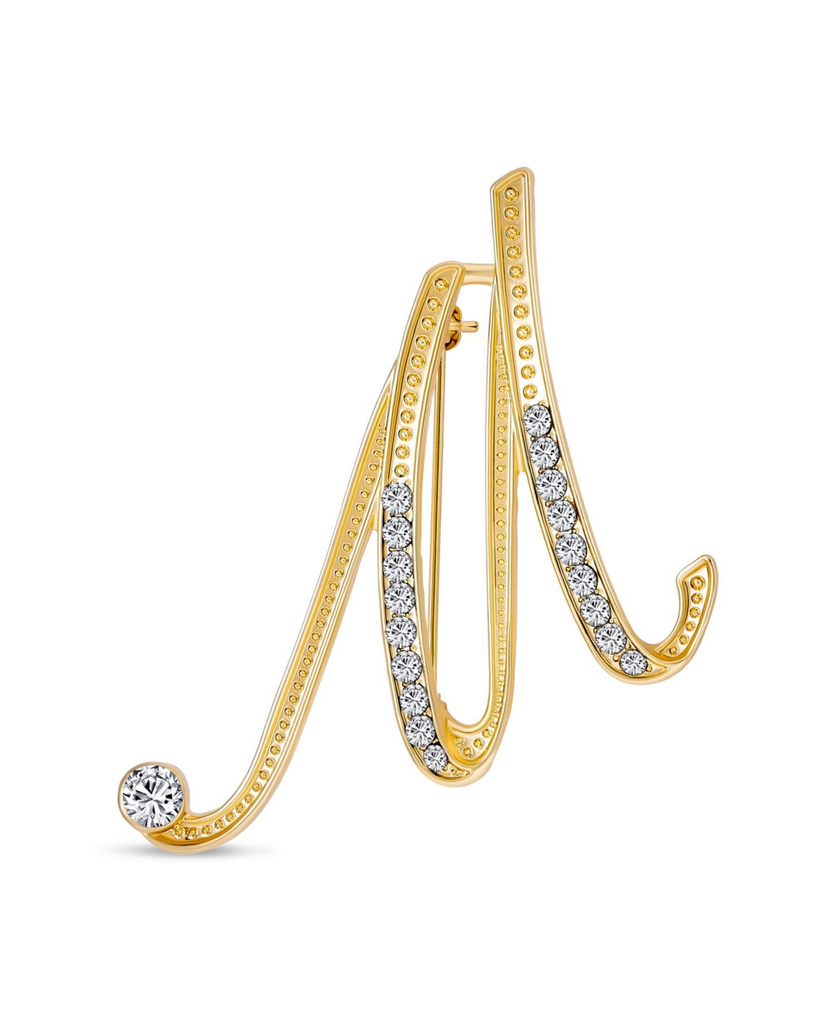Large Statement Abc Pave Crystal Monogram Brooch Pin in Gold or Silver Plated - Gold s