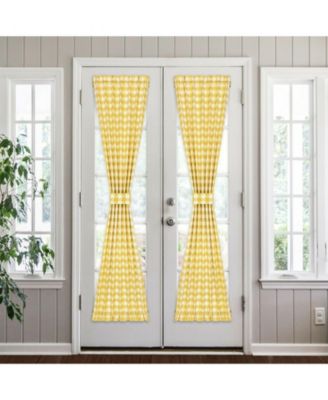 Plaid Country Farmhouse French Door Curtain Panel with Matching Tieback