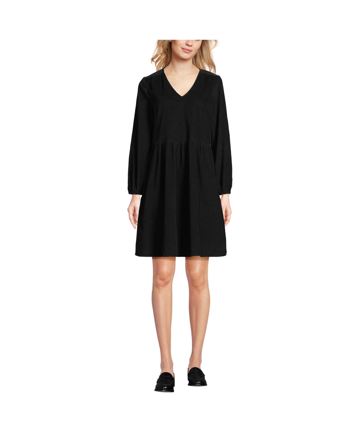 Women's Pinwale Cord V Neck Dress - Allspice